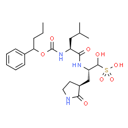 ChemSpider 2D Image | (2S)-1-Hydroxy-3-[(3S)-2-oxo-3-pyrrolidinyl]-2-({N-[(1-phenylbutoxy)carbonyl]-L-leucyl}amino)-1-propanesulfonic acid | C24H37N3O8S