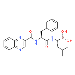 ChemSpider 2D Image | [(1R)-3-Methyl-1-{[N-(2-quinoxalinylcarbonyl)-L-phenylalanyl]amino}butyl]boronic acid | C23H27BN4O4