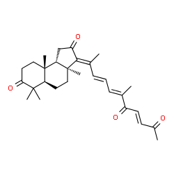 ChemSpider 2D Image | (3E,3aS,5aR,9aR,9bS)-3a,6,6,9a-Tetramethyl-3-[(3E,5E,8E)-6-methyl-7,10-dioxo-3,5,8-undecatrien-2-ylidene]decahydro-1H-cyclopenta[a]naphthalene-2,7-dione | C29H38O4