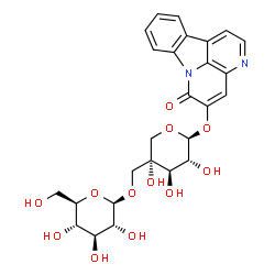 ChemSpider 2D Image | 6-Oxo-6H-indolo[3,2,1-de][1,5]naphthyridin-5-yl 4-C-[(beta-D-glucopyranosyloxy)methyl]-beta-D-xylopyranoside | C26H28N2O12