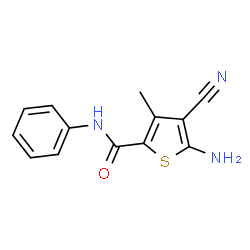 ChemSpider 2D Image | 5-Amino-4-cyano-3-methyl-N-phenyl-2-thiophenecarboxamide | C13H11N3OS