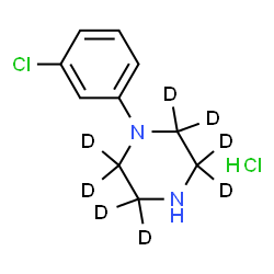 ChemSpider 2D Image | 1-(3-Chlorophenyl)(2,2,3,3,5,5,6,6-~2~H_8_)piperazine hydrochloride (1:1) | C10H6D8Cl2N2