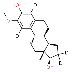 ChemSpider 2D Image | (17beta)-2-Methoxy(1,4,16,16-~2~H_4_)estra-1,3,5(10)-triene-3,17-diol | C19H22D4O3