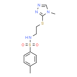 ChemSpider 2D Image | 4-Methyl-N-{2-[(4-methyl-4H-1,2,4-triazol-3-yl)sulfanyl]ethyl}benzenesulfonamide | C12H16N4O2S2