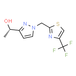 ChemSpider 2D Image | (1S)-1-(1-{[4-(Trifluoromethyl)-1,3-thiazol-2-yl]methyl}-1H-pyrazol-3-yl)ethanol | C10H10F3N3OS