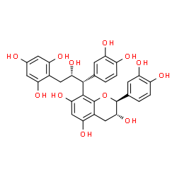 ChemSpider 2D Image | (2S,3R)-2-(3,4-Dihydroxyphenyl)-8-[(1R,2S)-1-(3,4-dihydroxyphenyl)-2-hydroxy-3-(2,4,6-trihydroxyphenyl)propyl]-3,5,7-chromanetriol | C30H28O12