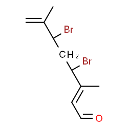 ChemSpider 2D Image | (2E,4R,6S)-4,6-Dibromo-3,7-dimethyl-2,7-octadienal | C10H14Br2O