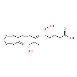 ChemSpider 2D Image | (6E,8Z,11Z,14Z,16E)-5-Hydroperoxy-18-hydroxy-6,8,11,14,16-icosapentaenoic acid | C20H30O5