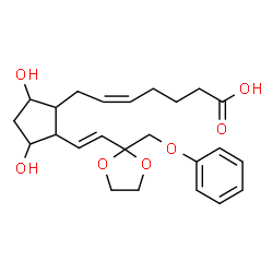ChemSpider 2D Image | (5Z)-7-(3,5-Dihydroxy-2-{(E)-2-[2-(phenoxymethyl)-1,3-dioxolan-2-yl]vinyl}cyclopentyl)-5-heptenoic acid | C24H32O7