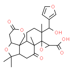 ChemSpider 2D Image | 10-[3-Furyl(hydroxy)methyl]-6,6,8a,10-tetramethyl-3,8-dioxodecahydro-3H,6H-spiro[naphtho[1',2':3,4]furo[3,2-c]pyran-9,2'-oxirane]-3'-carboxylic acid | C26H32O9
