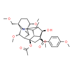 ChemSpider 2D Image | (14alpha,16beta)-20-Ethyl-13-hydroxy-1,6,16-trimethoxy-14-(4-methoxybenzoyl)-4-(methoxymethyl)aconitan-8-yl acetate | C35H49NO9