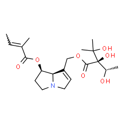 ChemSpider 2D Image | (1R,7aR)-7-[({(2R)-2,3-Dihydroxy-2-[(1S)-1-hydroxyethyl]-3-methylbutanoyl}oxy)methyl]-2,3,5,7a-tetrahydro-1H-pyrrolizin-1-yl (2E)-2-methyl-2-butenoate (non-preferred name) | C20H31NO7