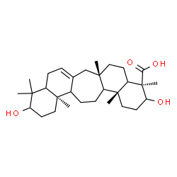 ChemSpider 2D Image | (4R,6aS,13aR,15bR)-3,11-Dihydroxy-4,6a,10,10,13a,15b-hexamethyl-2,3,4,4a,5,6,6a,7,9,9a,10,11,12,13,13a,13b,14,15,15a,15b-icosahydro-1H-naphtho[2',1':4,5]cyclohepta[1,2-a]naphthalene-4-carboxylic acid | C30H48O4