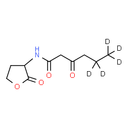 ChemSpider 2D Image | 3-Oxo-N-(2-oxotetrahydro-3-furanyl)(5,5,6,6,6-~2~H_5_)hexanamide | C10H10D5NO4