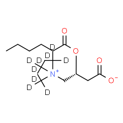 ChemSpider 2D Image | (3R)-3-(Hexanoyloxy)-4-{tris[(~2~H_3_)methyl]ammonio}butanoate | C13H16D9NO4