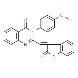 ChemSpider 2D Image | 3-(4-Methoxyphenyl)-2-[(1-methyl-2-oxo-1,2-dihydro-3H-indol-3-ylidene)methyl]-4(3H)-quinazolinone | C25H19N3O3