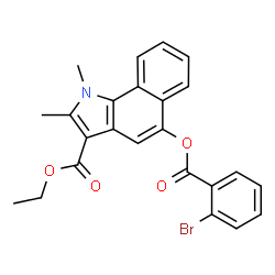ChemSpider 2D Image | Ethyl 5-[(2-bromobenzoyl)oxy]-1,2-dimethyl-1H-benzo[g]indole-3-carboxylate | C24H20BrNO4
