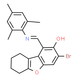 ChemSpider 2D Image | 3-Bromo-1-[(E)-(mesitylimino)methyl]-6,7,8,9-tetrahydrodibenzo[b,d]furan-2-ol | C22H22BrNO2