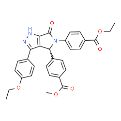 ChemSpider 2D Image | Ethyl methyl 4,4'-[3-(4-ethoxyphenyl)-6-oxo-4,6-dihydropyrrolo[3,4-c]pyrazole-4,5(1H)-diyl]dibenzoate | C30H27N3O6