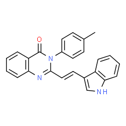 ChemSpider 2D Image | 2-[(E)-2-(1H-Indol-3-yl)vinyl]-3-(4-methylphenyl)-4(3H)-quinazolinone | C25H19N3O
