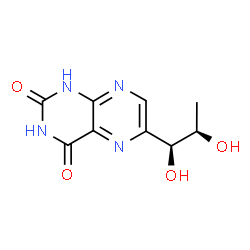 ChemSpider 2D Image | 6-[(1S,2R)-1,2-Dihydroxypropyl]-2,4(1H,3H)-pteridinedione | C9H10N4O4
