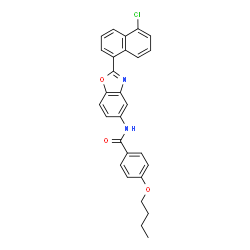 ChemSpider 2D Image | 4-Butoxy-N-[2-(5-chloro-1-naphthyl)-1,3-benzoxazol-5-yl]benzamide | C28H23ClN2O3