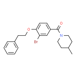 ChemSpider 2D Image | [3-Bromo-4-(2-phenylethoxy)phenyl](4-methyl-1-piperidinyl)methanone | C21H24BrNO2