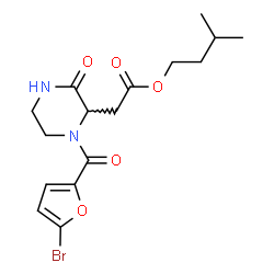 ChemSpider 2D Image | 3-Methylbutyl [1-(5-bromo-2-furoyl)-3-oxo-2-piperazinyl]acetate | C16H21BrN2O5