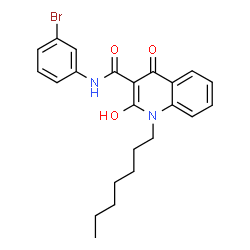 ChemSpider 2D Image | N-(3-Bromophenyl)-1-heptyl-2-hydroxy-4-oxo-1,4-dihydro-3-quinolinecarboxamide | C23H25BrN2O3