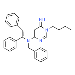 ChemSpider 2D Image | 7-Benzyl-3-butyl-5,6-diphenyl-3,7-dihydro-4H-pyrrolo[2,3-d]pyrimidin-4-imine | C29H28N4