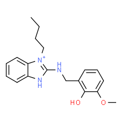 ChemSpider 2D Image | 3-Butyl-2-[(2-hydroxy-3-methoxybenzyl)amino]-1H-benzimidazol-3-ium | C19H24N3O2