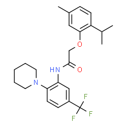 ChemSpider 2D Image | 2-(2-Isopropyl-5-methylphenoxy)-N-[2-(1-piperidinyl)-5-(trifluoromethyl)phenyl]acetamide | C24H29F3N2O2