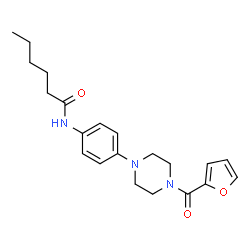 ChemSpider 2D Image | N-{4-[4-(2-Furoyl)-1-piperazinyl]phenyl}hexanamide | C21H27N3O3