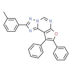 ChemSpider 2D Image | 2-(3-Methylphenyl)-8,9-diphenylfuro[3,2-e][1,2,4]triazolo[1,5-c]pyrimidine | C26H18N4O