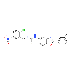 ChemSpider 2D Image | 2-Chloro-N-{[2-(3,4-dimethylphenyl)-1,3-benzoxazol-5-yl]carbamothioyl}-5-nitrobenzamide | C23H17ClN4O4S