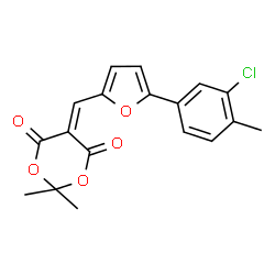 ChemSpider 2D Image | 5-{[5-(3-Chloro-4-methylphenyl)-2-furyl]methylene}-2,2-dimethyl-1,3-dioxane-4,6-dione | C18H15ClO5
