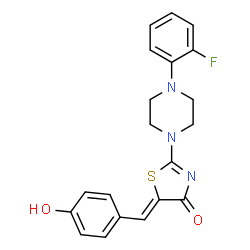 ChemSpider 2D Image | (5Z)-2-[4-(2-Fluorophenyl)-1-piperazinyl]-5-(4-hydroxybenzylidene)-1,3-thiazol-4(5H)-one | C20H18FN3O2S