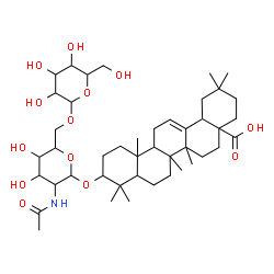 ChemSpider 2D Image | 3-[(2-Acetamido-2-deoxy-6-O-hexopyranosylhexopyranosyl)oxy]olean-12-en-28-oic acid | C44H71NO13