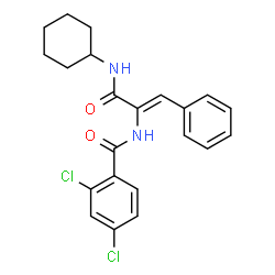 ChemSpider 2D Image | 2,4-Dichloro-N-(1-cyclohexylcarbamoyl-2-phenyl-vinyl)-benzamide | C22H22Cl2N2O2