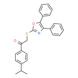 ChemSpider 2D Image | 2-[(4,5-Diphenyl-1,3-oxazol-2-yl)sulfanyl]-1-(4-isopropylphenyl)ethanone | C26H23NO2S