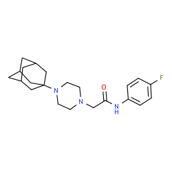 ChemSpider 2D Image | 2-[4-(Adamantan-1-yl)-1-piperazinyl]-N-(4-fluorophenyl)acetamide | C22H30FN3O