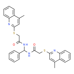ChemSpider 2D Image | N,N'-(Phenylmethylene)bis{2-[(4-methyl-2-quinolinyl)sulfanyl]acetamide} | C31H28N4O2S2