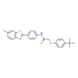 ChemSpider 2D Image | 2-(4-tert-butylphenoxy)-N-[4-(6-methyl-1,3-benzothiazol-2-yl)phenyl]acetamide | C26H26N2O2S
