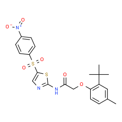 ChemSpider 2D Image | 2-(2-tert-Butyl-4-methylphenoxy)-N-{5-[(4-nitrophenyl)sulfonyl]-1,3-thiazol-2-yl}acetamide | C22H23N3O6S2