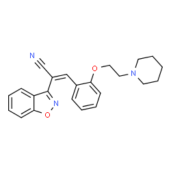 ChemSpider 2D Image | (2E)-2-(1,2-Benzoxazol-3-yl)-3-{2-[2-(1-piperidinyl)ethoxy]phenyl}acrylonitrile | C23H23N3O2