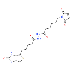 ChemSpider 2D Image | 6-(2,5-Dioxo-2,5-dihydro-1H-pyrrol-1-yl)-N'-{5-[(3aS,6aR)-2-oxohexahydro-1H-thieno[3,4-d]imidazol-4-yl]pentanoyl}hexanehydrazide | C20H29N5O5S