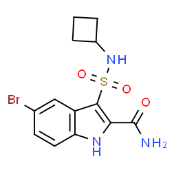 ChemSpider 2D Image | 5-Bromo-3-(cyclobutylsulfamoyl)-1H-indole-2-carboxamide | C13H14BrN3O3S