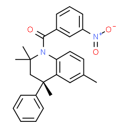 ChemSpider 2D Image | (3-Nitrophenyl)[(4S)-2,2,4,6-tetramethyl-4-phenyl-3,4-dihydro-1(2H)-quinolinyl]methanone | C26H26N2O3