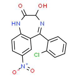 ChemSpider 2D Image | 5-(2-Chlorophenyl)-3-hydroxy-7-nitro-1,3-dihydro-2H-1,4-benzodiazepin-2-one | C15H10ClN3O4