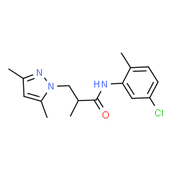 ChemSpider 2D Image | N-(5-Chloro-2-methylphenyl)-3-(3,5-dimethyl-1H-pyrazol-1-yl)-2-methylpropanamide | C16H20ClN3O